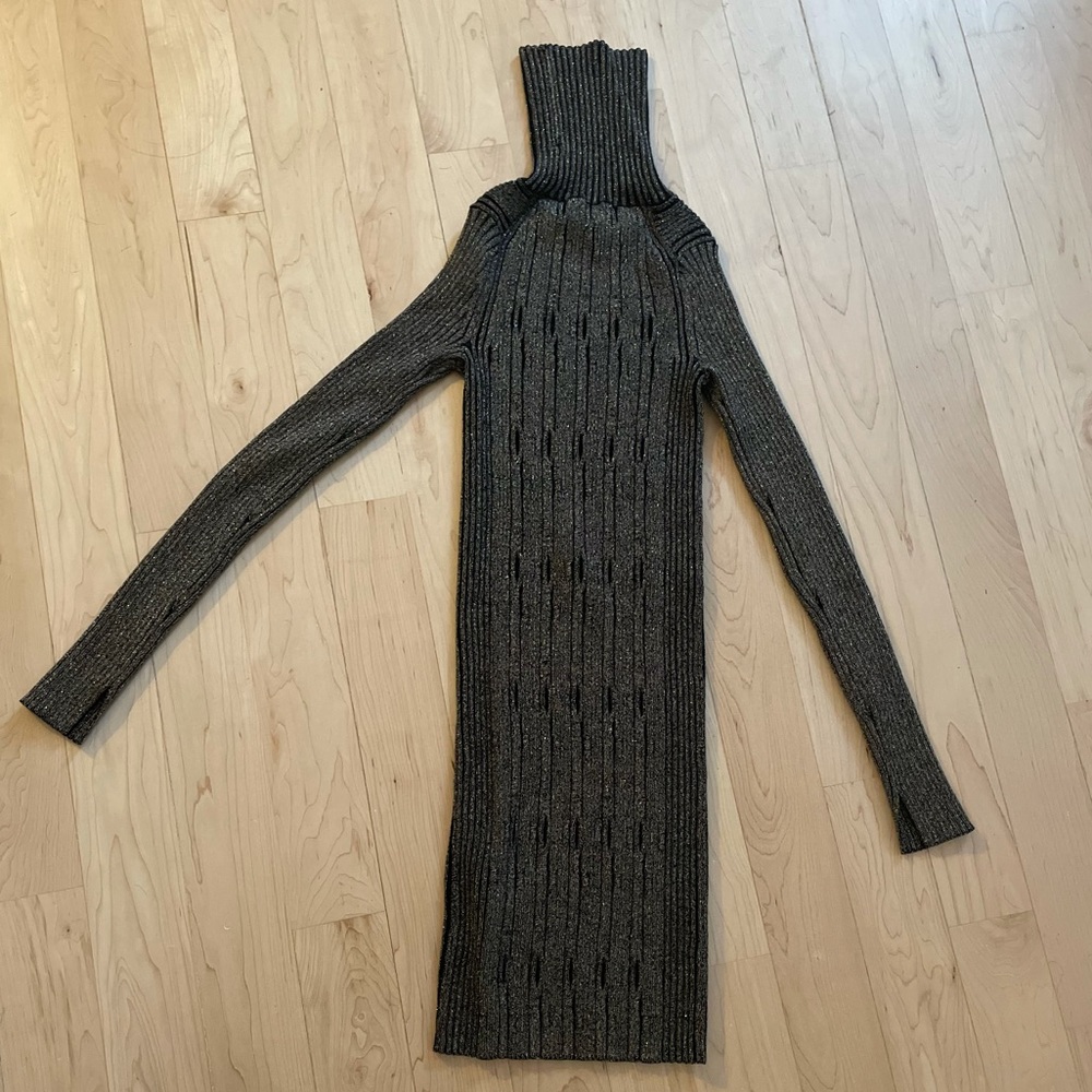 Allsaints metallic body con knit dress polyester never worn. Removed tags.